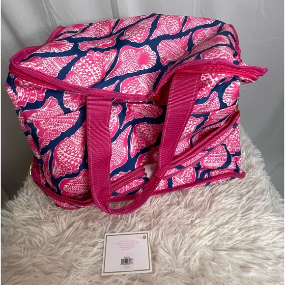 Lilly Pulitzer Soft Sided Zip Top Cooler With Handle Shoulder Strap Pink New d - Picture 1 of 7